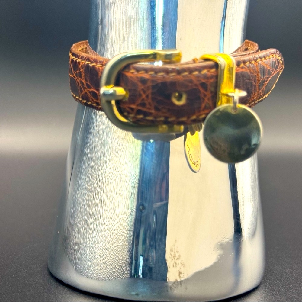 Prada Leather logo Wrap Bracelet Brown Croc Gold Made in Italy Vintage Y2K Rare - Picture 5 of 13
